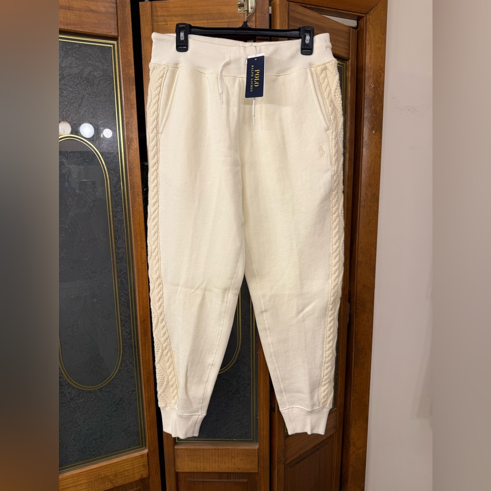 Polo by Ralph Lauren Ladies Off-White Cable Knit Joggers, BRAND NEW